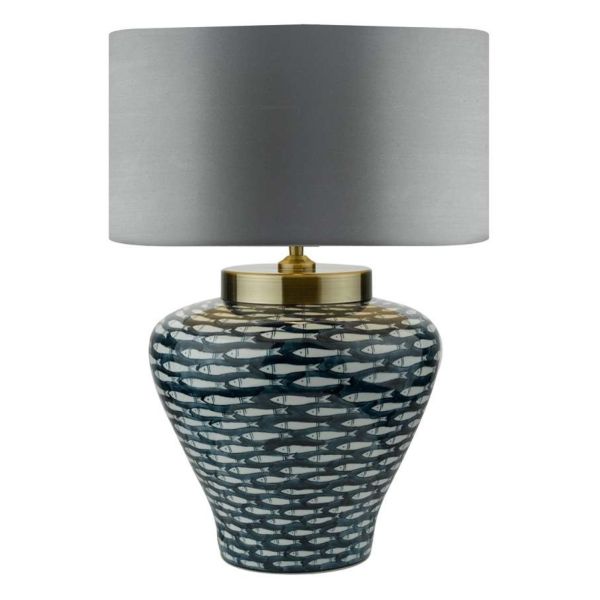 Настільна лампа Dar Lighting JOY4223 + HIL1639 Hilda Joy Table Lamp Blue-White Fish Motif