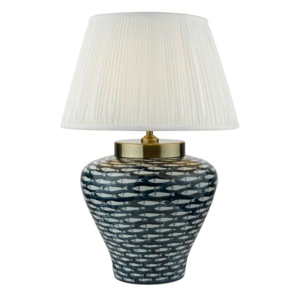 Lampa stołowa Dar Lighting JOY4223 + ULY1615 Ulyana Joy Table Lamp Blue-White Fish Motif