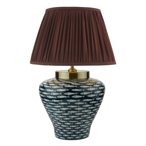 Lampa stołowa Dar Lighting JOY4223 + ULY1658 Ulyana Joy Table Lamp Blue-White Fish Motif