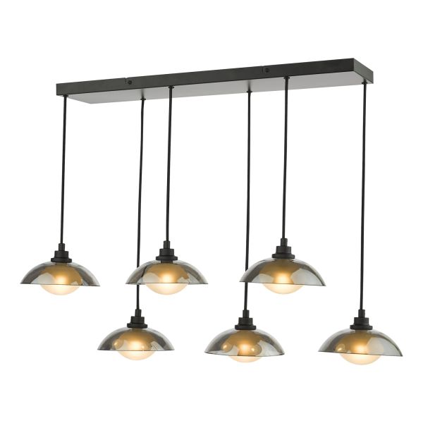 Підвісний світильник Dar Lighting KAD6422 Kadience 6 Light Bar Pendant Satin Black and Smoked Glass