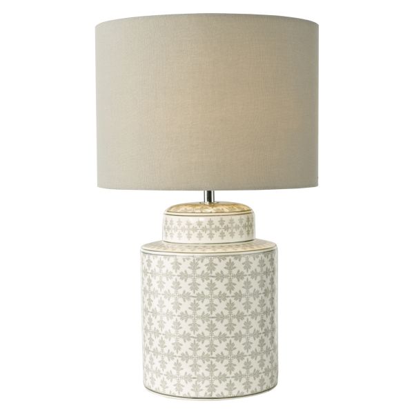 Lampa stołowa Dar Lighting KED4239 Kedron Table Lamp Grey and Satin Chrome With Shade