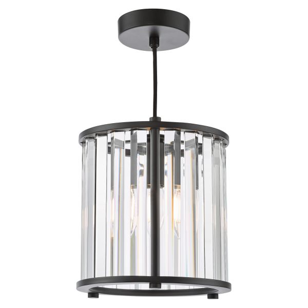 Люстра Dar Lighting KIR0122 Kiran Pendant Satin Black and Crystal