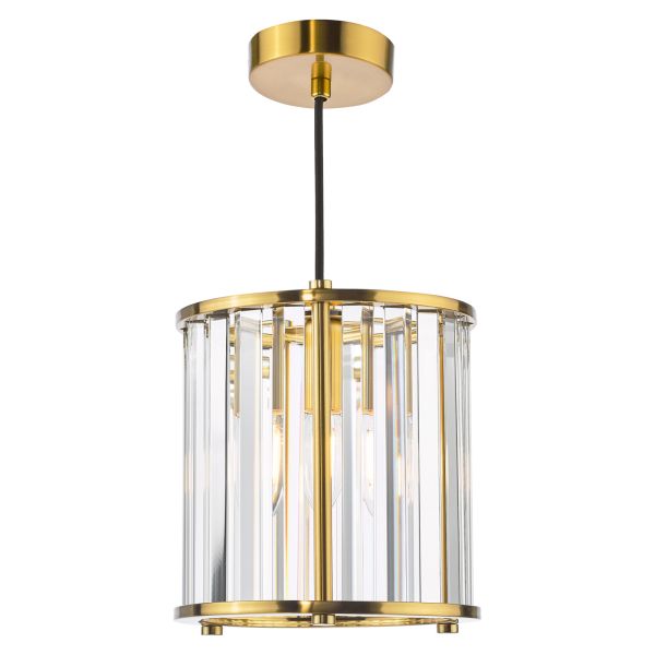 Люстра Dar Lighting KIR0135 Kiran Pendant Natural Brass and Crystal