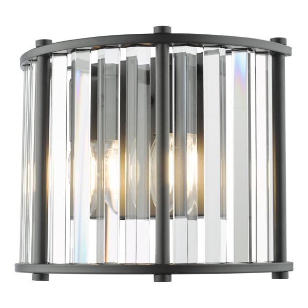 Бра Dar Lighting KIR0922 Kiran 2 Light Wall Light Satin Black and Crystal
