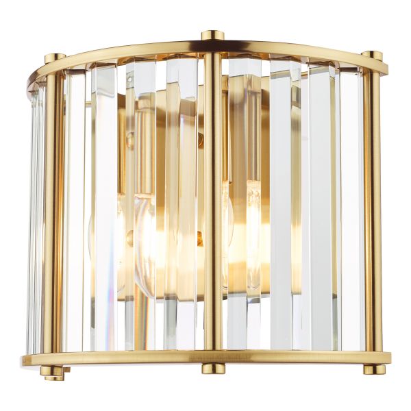 Бра Dar Lighting KIR0935 Kiran 2 Light Wall Light Natural Brass and Crystal