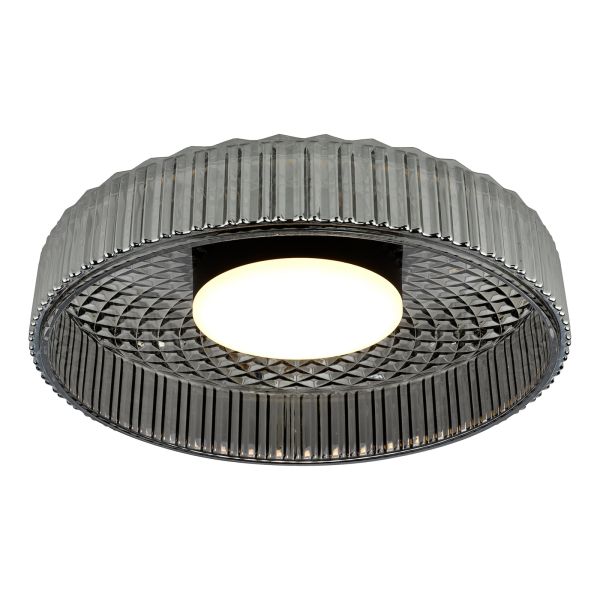 Люстра Dar Lighting LEE5222 Leena Flush Satin Black and Smoked Ribbed Glass LED