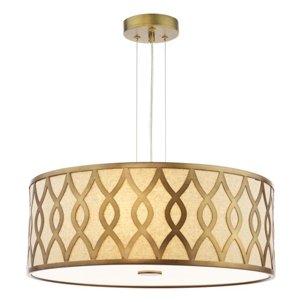 Żyrandol Dar Lighting LOC0463 Locryn 4 Light Pendant Brushed Bronze and Taupe
