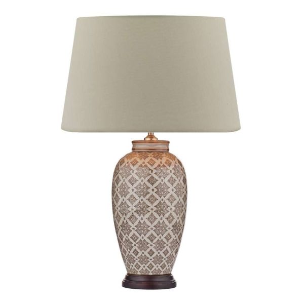 Lampa stołowa Dar Lighting LOU4229 + CEZ1629 Cezanne Louise Table Lamp Brown-Cream