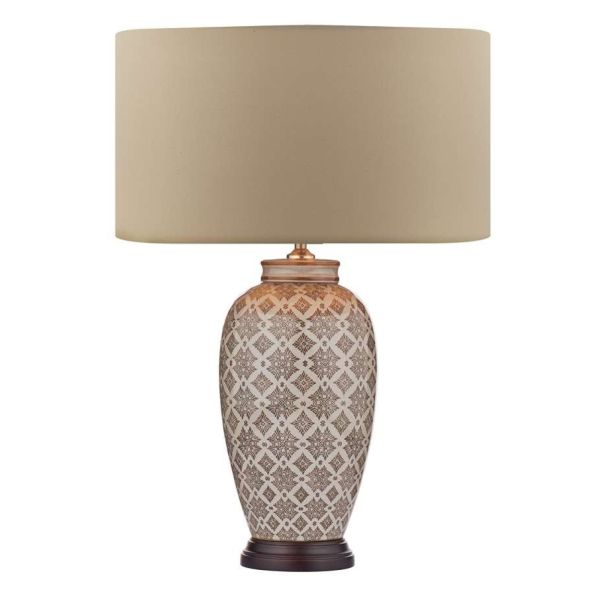 Lampa stołowa Dar Lighting LOU4229 + HIL1629 Hilda Louise Table Lamp Brown-Cream