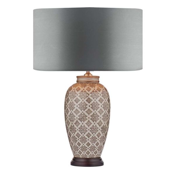 Lampa stołowa Dar Lighting LOU4229 + HIL1639 Hilda Louise Table Lamp Brown-Cream