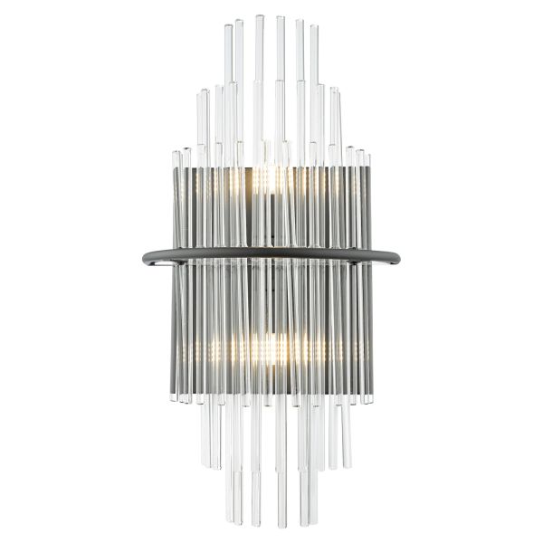 Бра Dar Lighting LUK0922 Lukas 2 Light Wall Light Satin Black and Glass