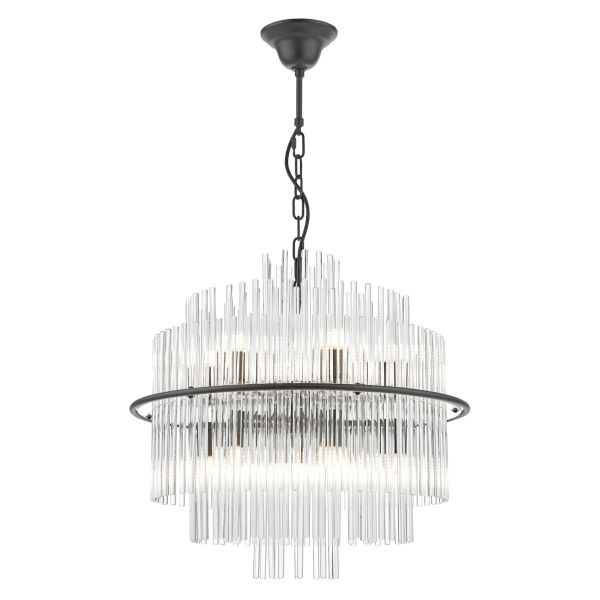 Люстра Dar Lighting LUK1722 Lukas 13 Light Pendant Satin Black and Glass