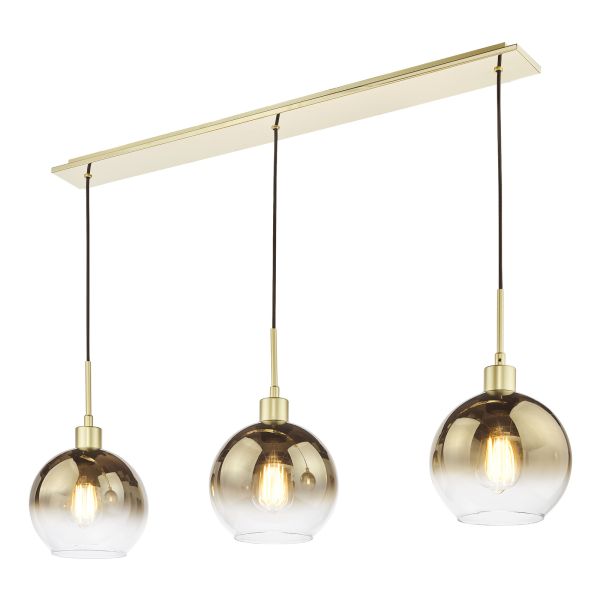 Підвісний світильник Dar Lighting LYC0335 Lycia 3 Light Bar Pendant Satin Gold and Gold Ombre Glass