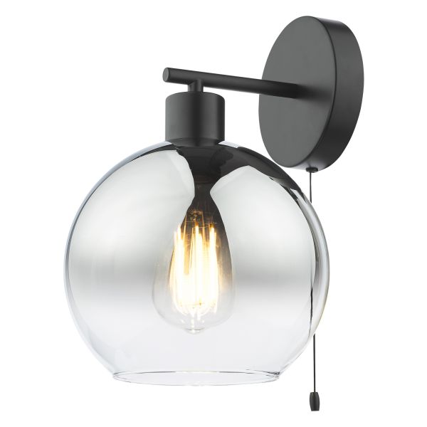 Бра Dar Lighting LYC0722 Lycia Wall Light Matt Black and Smoked Ombre Glass