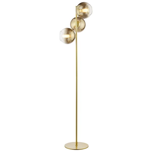 Торшер Dar Lighting LYC4935 Lycia 3 Light Floor Lamp Satin Gold and Gold Ombre Glass