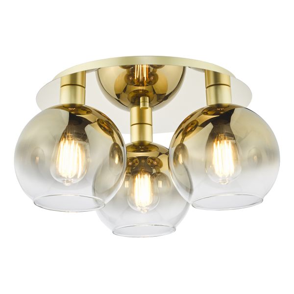 Люстра Dar Lighting LYC5335 Lycia 3 Light Flush Satin Gold and Gold Ombre Glass