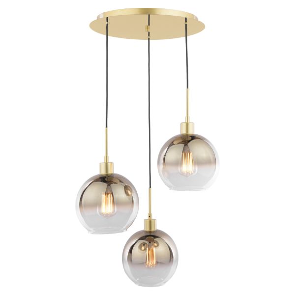 Підвісний світильник Dar Lighting LYC8835 Lycia 3 Light Cluster Pendant Satin Gold and Gold Ombre Glass