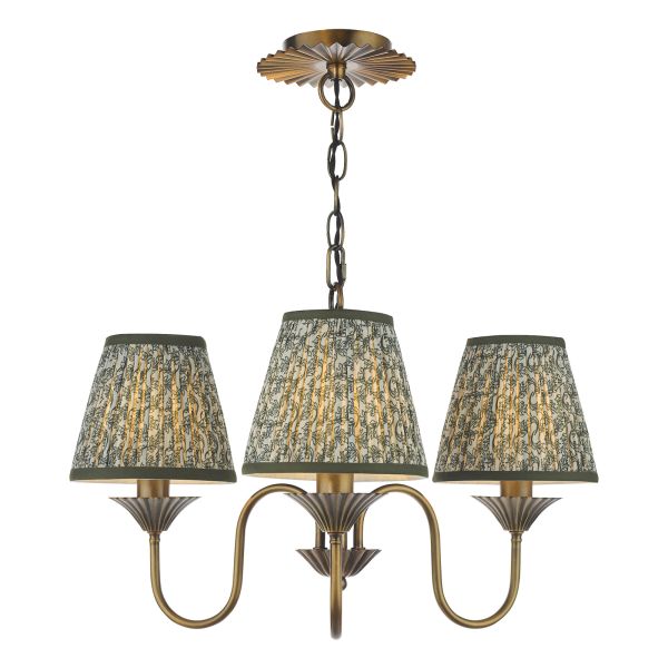 Люстра Dar Lighting LYD0363-EST2624 Lydian 3 Light Pendant Antique Bronze With Shade