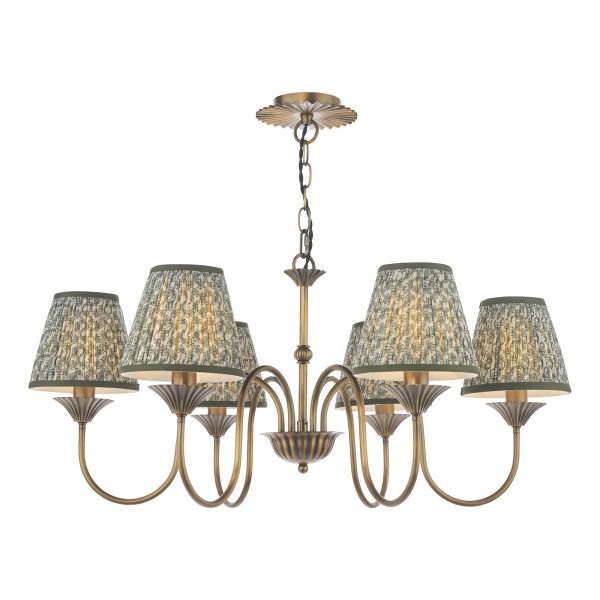Żyrandol Dar Lighting LYD0663-EST2624 Lydian 6 Light Pendant Antique Bronze With Shade