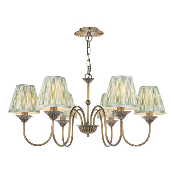 Люстра Dar Lighting LYD0663-IKA2624 Lydian 6 Light Pendant Antique Bronze With Shade