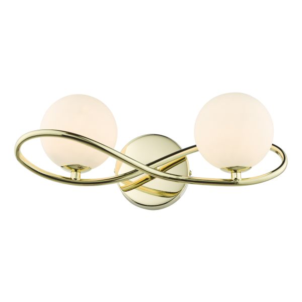 Бра Dar Lighting LYS0935 Lysandra 2 Light Wall Light Polished Gold and Opal Glass