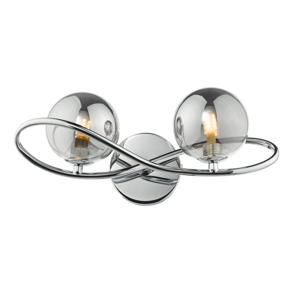 Бра Dar Lighting LYS0950 Lysandra 2 Light Wall Light Polished Chrome and Smoked Glass