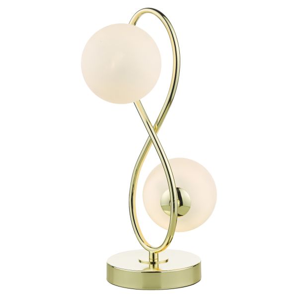 Lampa stołowa Dar Lighting LYS4235 Lysandra 2 Light Table Lamp Polished Gold and Opal Glass