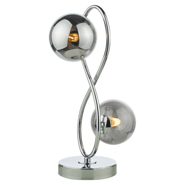 Lampa stołowa Dar Lighting LYS4250 Lysandra 2 Light Table Lamp Polished Chrome and Smoked Glass