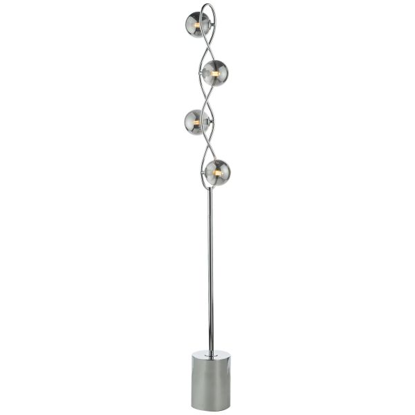 Lampa podłogowa Dar Lighting LYS4950 Lysandra 4 Light Floor Lamp Polished Chrome and Smoked Glass
