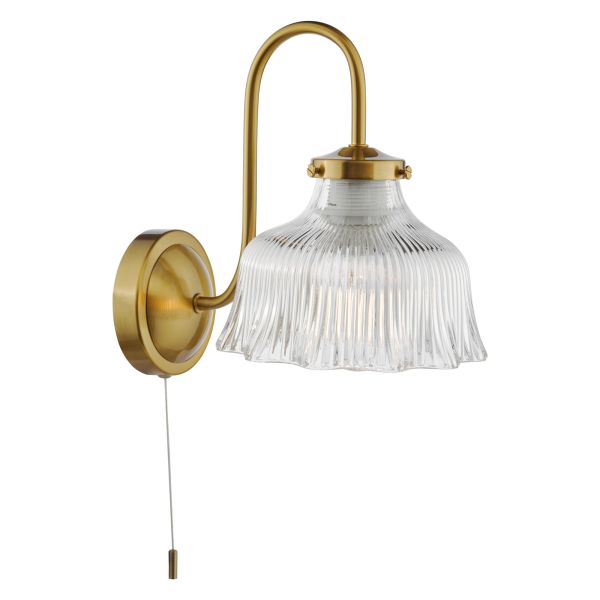 Kinkiet Dar Lighting MAU0742 Maude Wall Light Natural Brass and Ribbed Glass