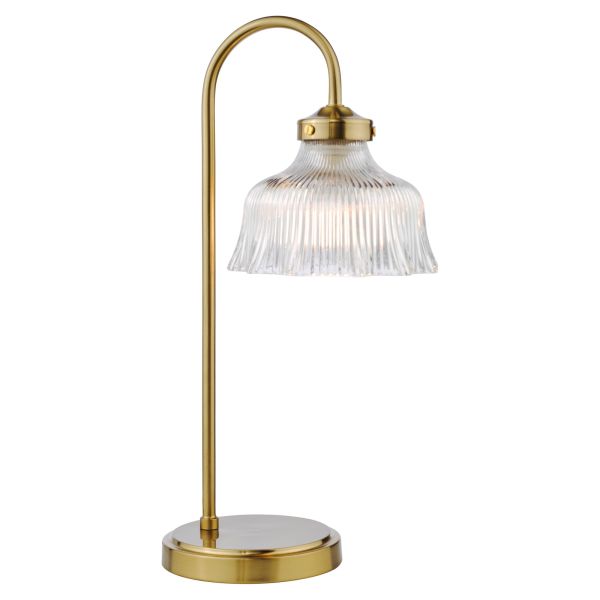 Lampa stołowa Dar Lighting MAU4242 Maude Table Lamp Natural Brass and Ribbed Glass