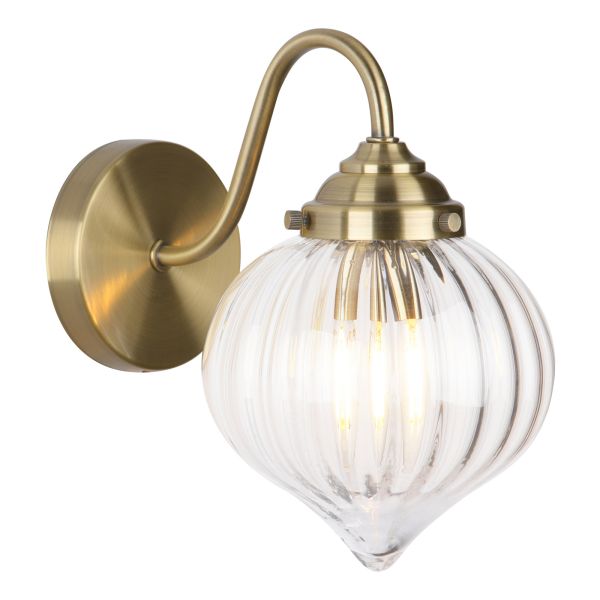 Kinkiet Dar Lighting MYA0775 Mya Wall Light Antique Brass and Glass