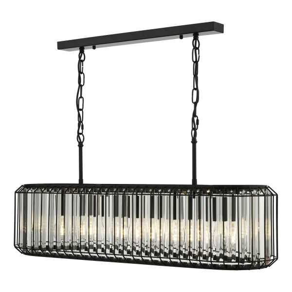 Żyrandol Dar Lighting NAE0522 Naeva 5 Light Pendant Matt Black and Crystal