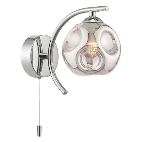 Бра Dar Lighting NAK0750-28 Nakita Wall Light Polished Chrome With Closed Organic Smoked Glass
