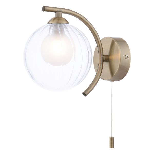 Бра Dar Lighting NAK0775-20 Nakita Wall Light Antique Brass With Clear/Opal Glass