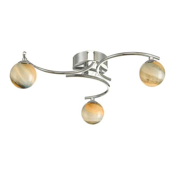 Żyrandol Dar Lighting NAK5350-F + GL7 x 3 Nakita 3 Light Semi Flush Polished Chrome