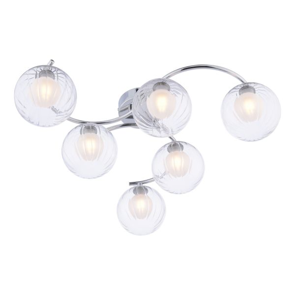 Люстра Dar Lighting NAK6450-20 Nakita 6lt Semi Flush Polished Chrome With Clear/Opal Glass