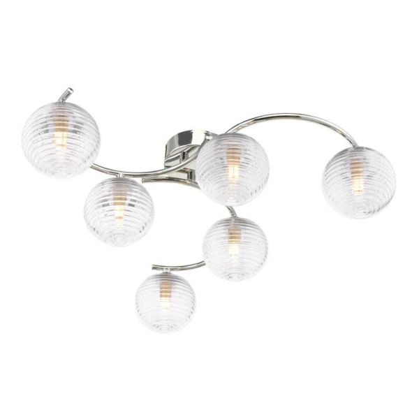 Żyrandol Dar Lighting NAK6450-F + GL8 x 6 Nakita 6lt Semi Flush Polished Chrome