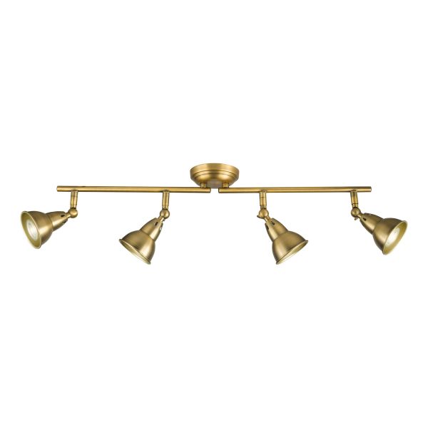 Spot Dar Lighting NAT8442 Nathaniel 4 Light Bar Spotlight Aged Brass