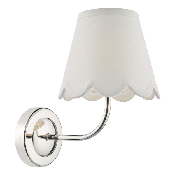 Kinkiet Dar Lighting NAV0738-NER262 Navarro Rechargeable Wall Light Polished Nickel With Shade LED