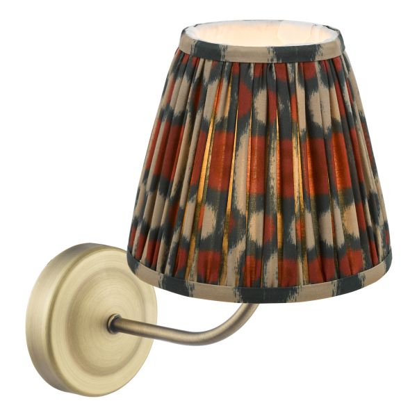 Kinkiet Dar Lighting NAV0775-IKA2625 Navarro Rechargeable Wall Light Matt Antique Brass With Shade LED