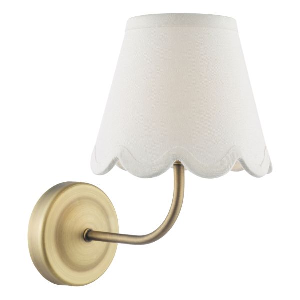 Kinkiet Dar Lighting NAV0775-NER262 Navarro Rechargeable Wall Light Matt Antique Brass With Shade LED