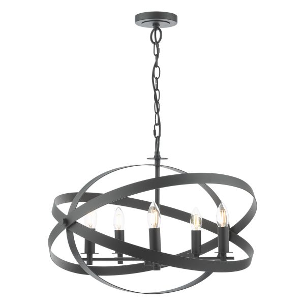 Люстра Dar Lighting NIT0522 Nitya 5 Light Pendant Matt Black