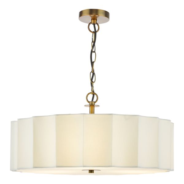 Żyrandol Dar Lighting NOU0363 Noura 3 Light Pendant Ivory and Antique Bronze