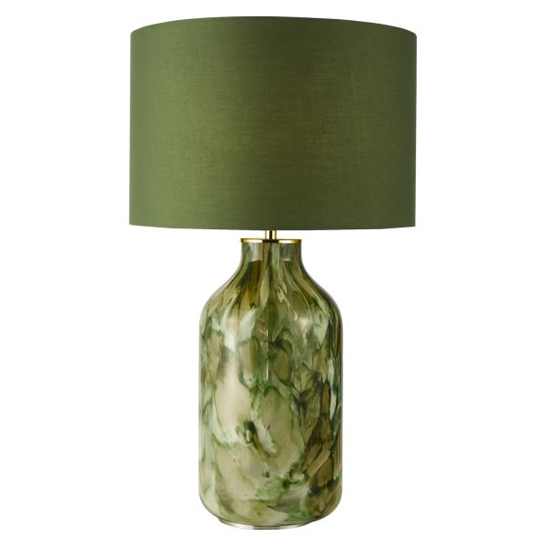 Настільна лампа Dar Lighting NUR4224 Nuria Table Lamp Green Art Glass and Polished Chrome With Shade
