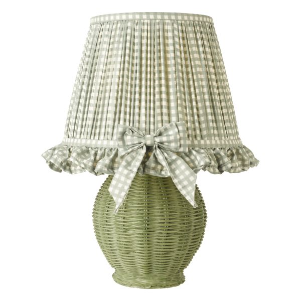 Lampa stołowa Dar Lighting OME4124 Omer Table Lamp Matt Green and Antique Brass With Shade