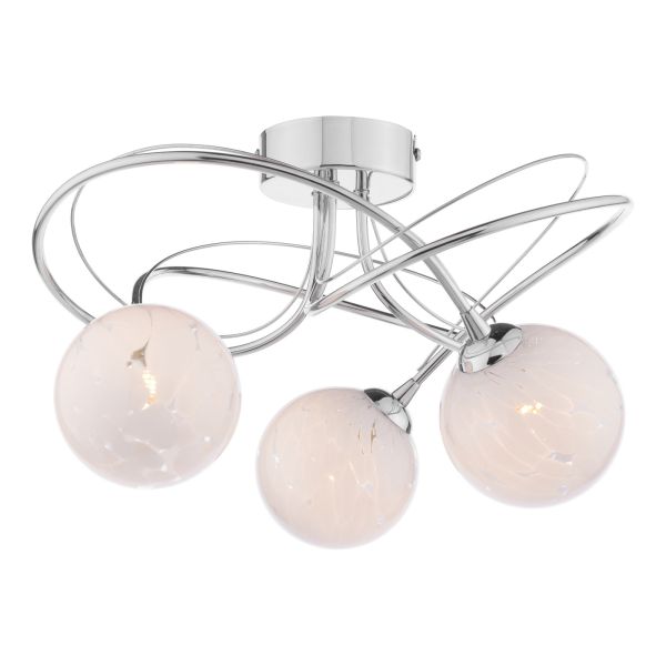 Люстра Dar Lighting ONA5350-17 Onawa 3 Light Semi Flush Polished Chrome With White Confetti Glass