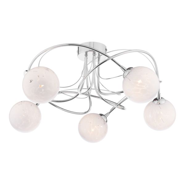 Люстра Dar Lighting ONA5450-17 Onawa 5lt Semi Flush Polished Chrome With White Confetti Glass