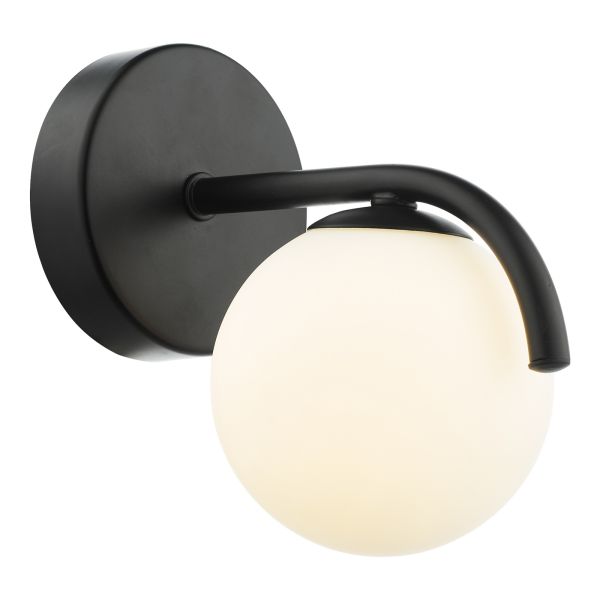 Бра Dar Lighting ORL0722 Orlena Wall Light Matt Black and Opal Glass
