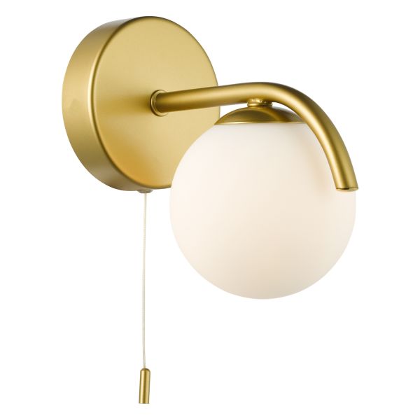 Kinkiet Dar Lighting ORL0735 Orlena Wall Light Satin Gold and Opal Glass